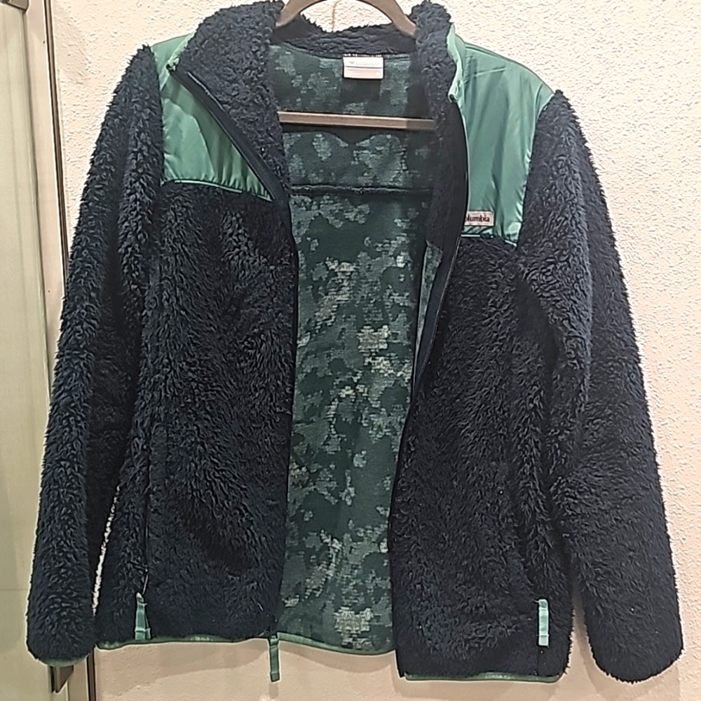 Columbia green fleece zip jacket
